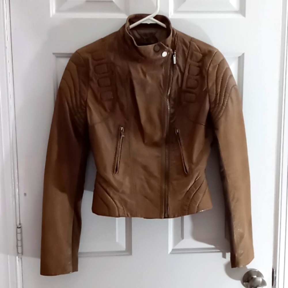 BCBG MaxAzriaTara 100% Leather Moto Jacket size XS
